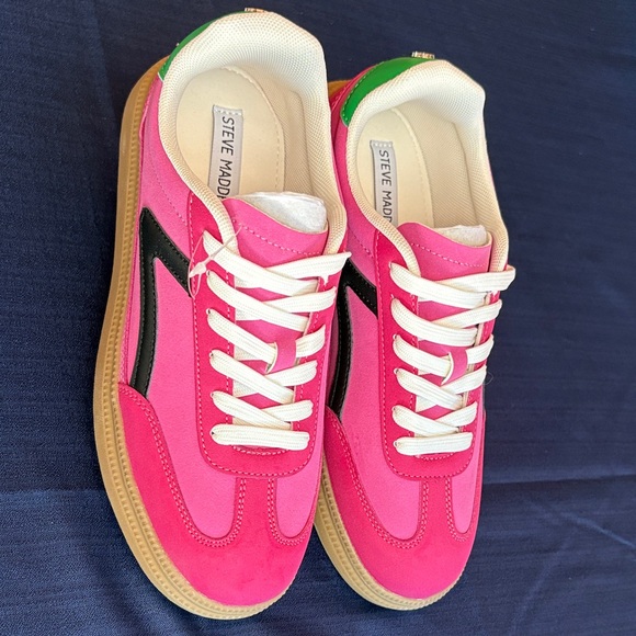 Steve Madden Pink and Black Women's Sneakers 8.5 low-top platform lace up shoes - Picture 1 of 7